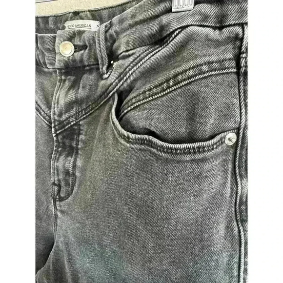 GOOD AMERICAN Good Curve Straight Jeans Black High Waist Size 10/32 - Picture 5 of 5